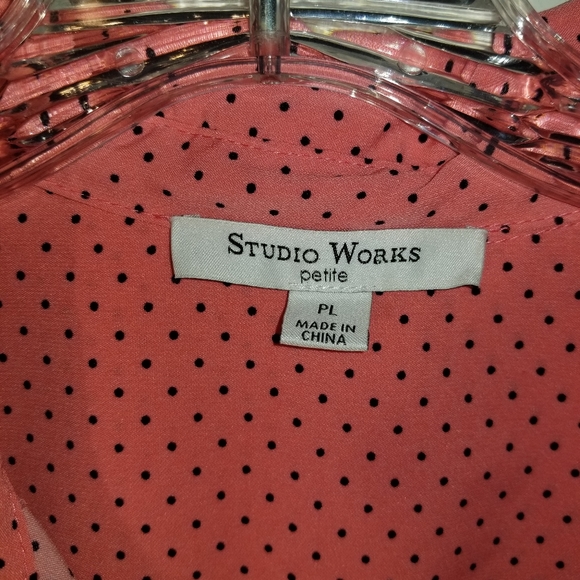 NWOT Studio Works PL Peach/Black LS blouse - Picture 6 of 9